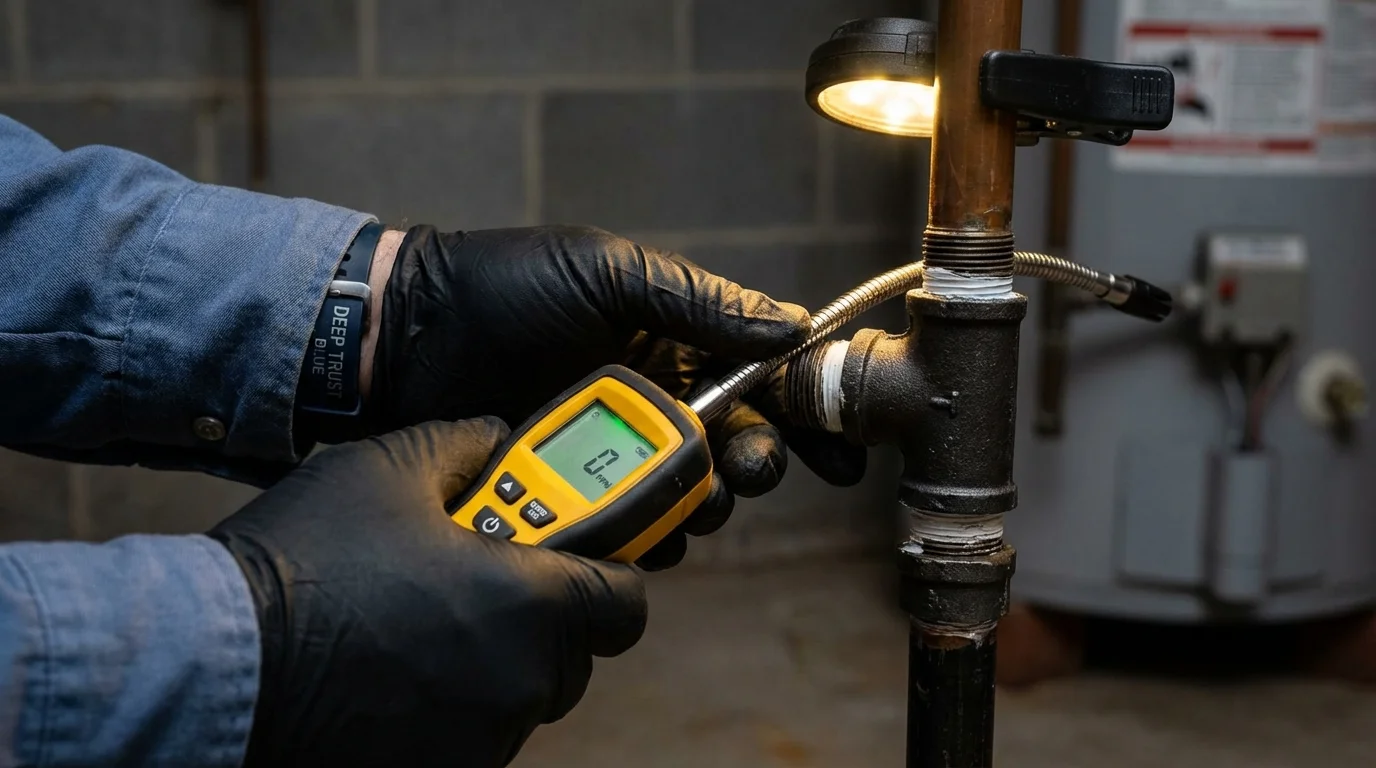 Gas leak detection with electronic sniffer by Johns Plumbing LLC in Troutdale