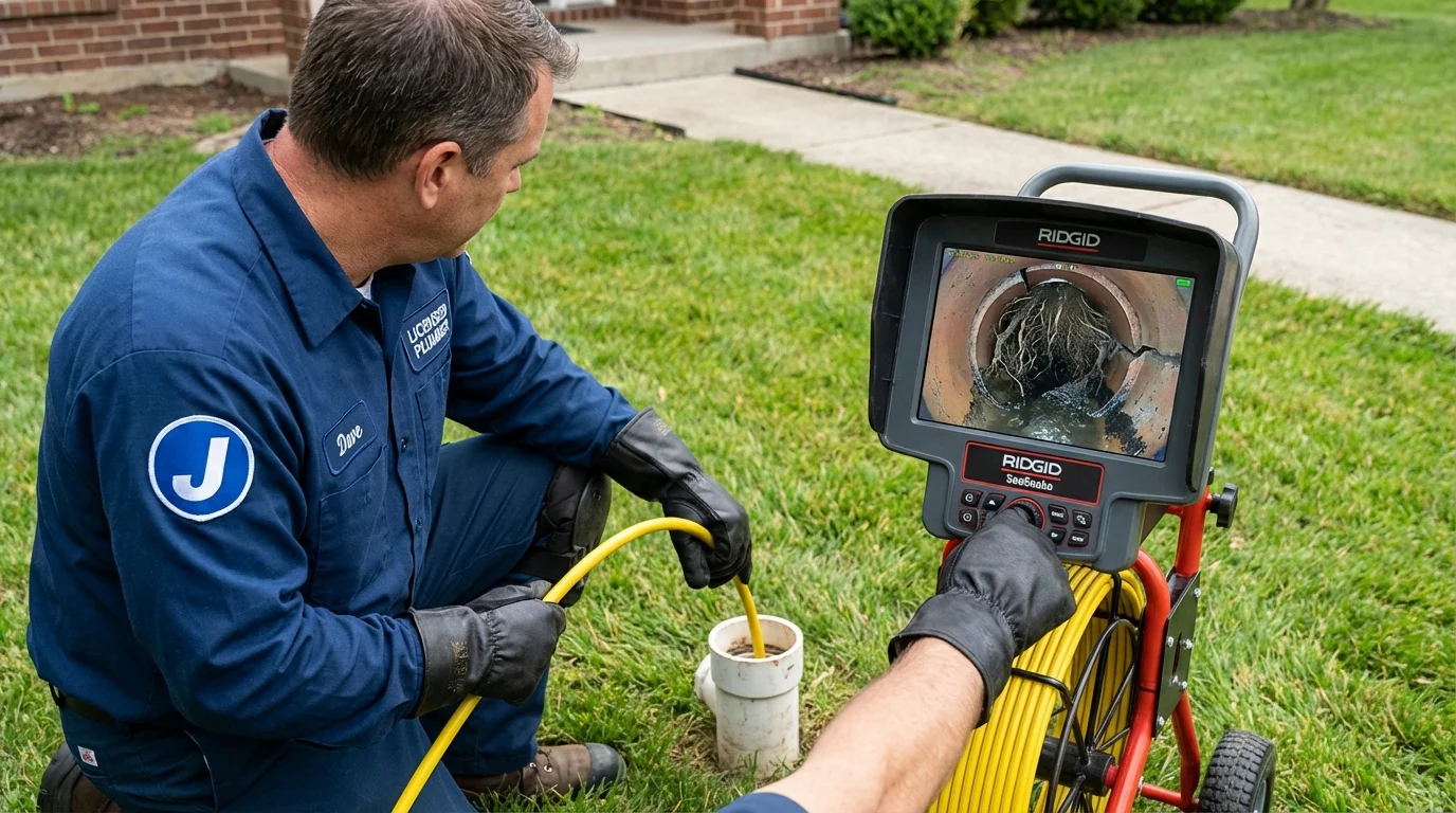 Sewer camera inspection being performed by Johns Plumbing LLC in Troutdale