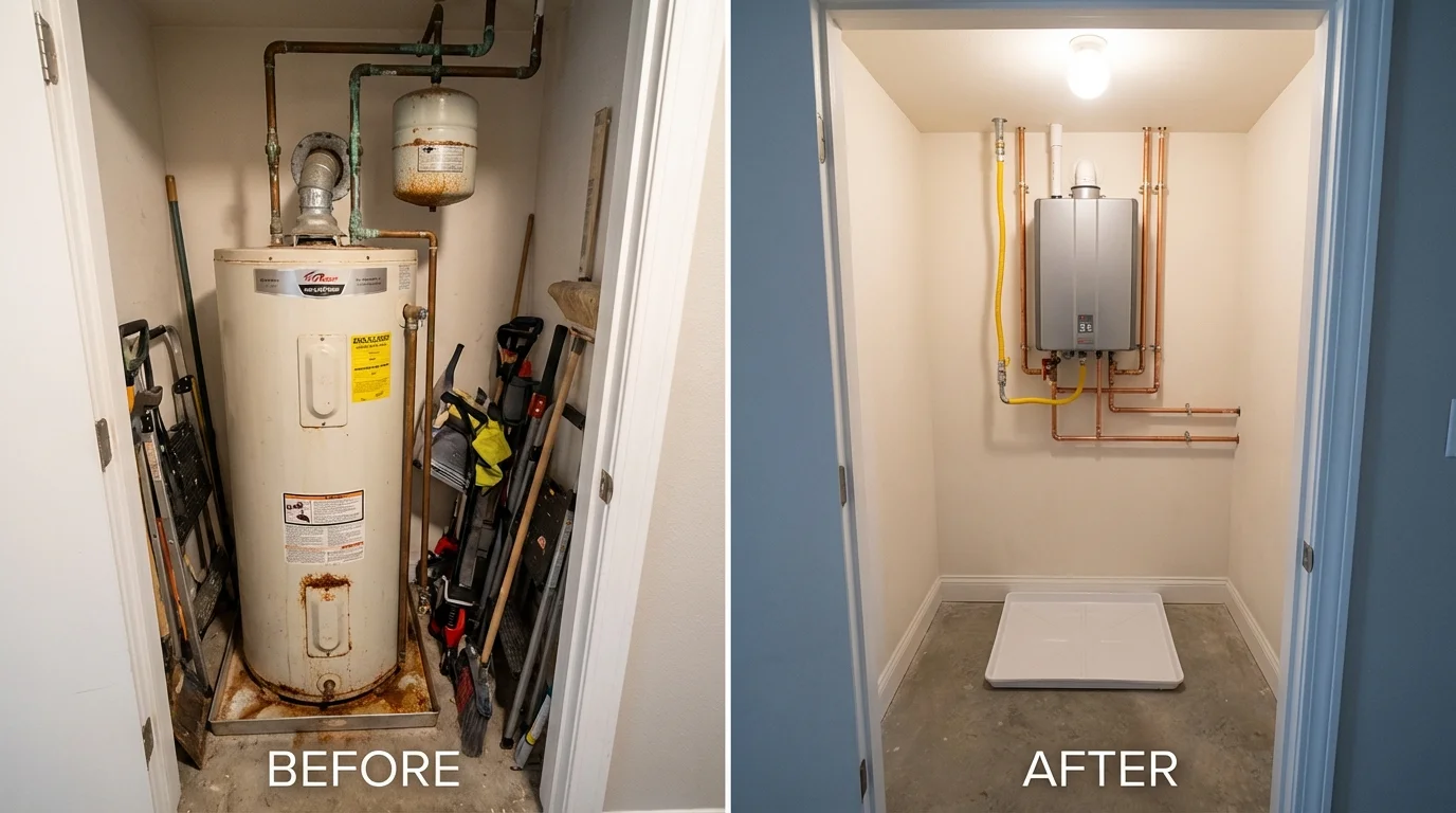 Tank water heater versus wall-mounted tankless unit comparison for Troutdale, OR homeowners